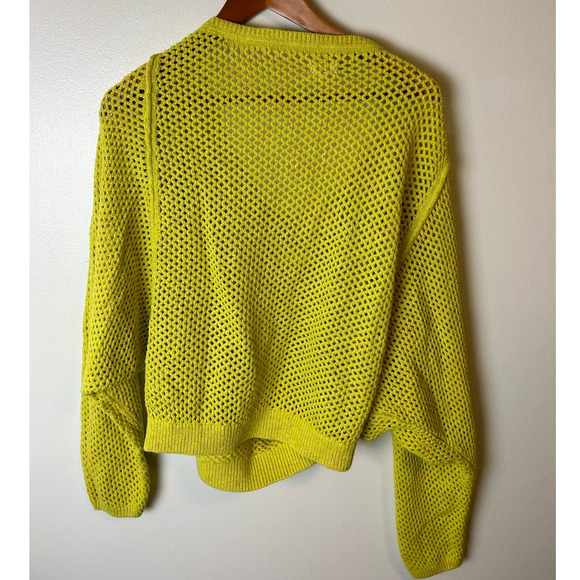 Pilcro Womens Open-Stitch Crewneck Jumper Sweater Pullover Yellow Size XL - Picture 5 of 8
